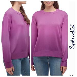 NEW SPLENDID Ladies Dip Dye Ombré Soft Pullover Top in Light Orchid
